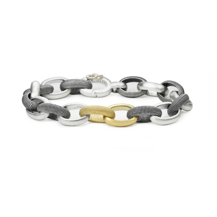925SUNEERA Linn Vintage Silver and Gold Link Bracelet