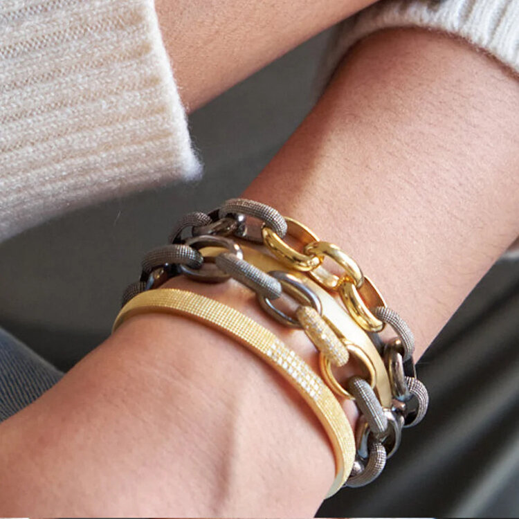 925SUNEERA Linn Vintage Silver and Gold Link Bracelet