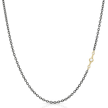 925SUNEERA Sabrina Two-Tone Sterling Silver and Yellow Gold Diamond Bezel Chain