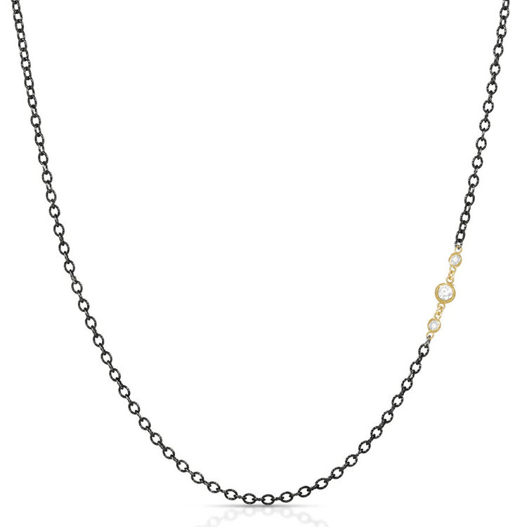 925SUNEERA Sabrina Two-Tone Sterling Silver and Yellow Gold Diamond Bezel Chain