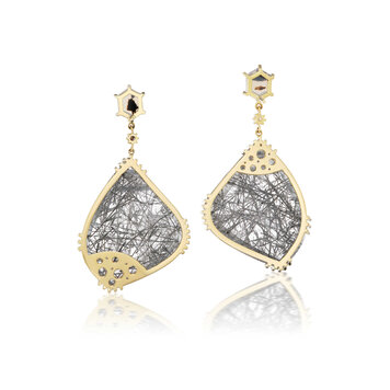 Dana Bronfman Moira Tourmalated Quartz, Agate, & Diamond Earrings