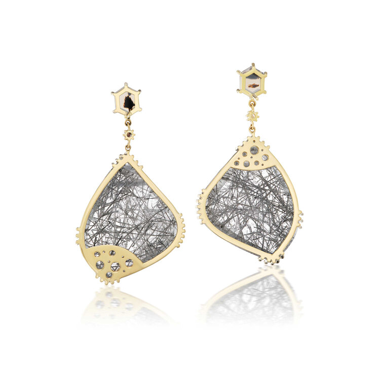 Dana Bronfman Moira Tourmalated Quartz, Agate, & Diamond Earrings