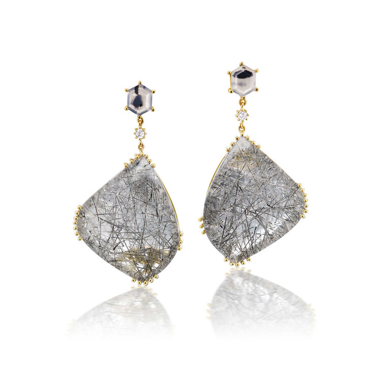 Dana Bronfman Moira Tourmalated Quartz, Agate, & Diamond Earrings