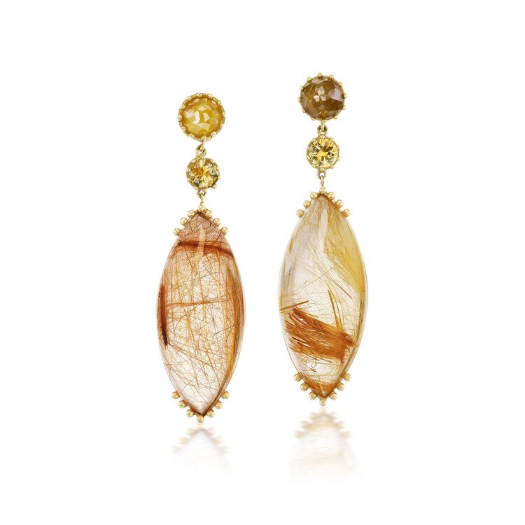 Dana Bronfman Desert Earth Mismatched Marquise Drop Earrings