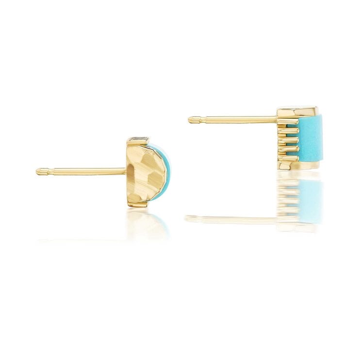 Dana Bronfman 3D Half Moon Turquoise & Gold Stud Earrings