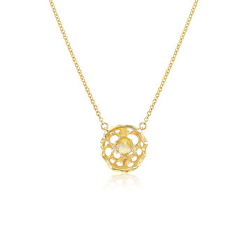 Dana Bronfman Open Golden Lily Necklace with Rutilated Quartz