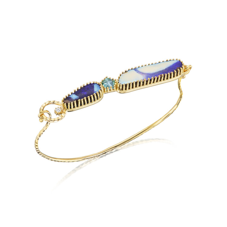 Dana Bronfman Blue Opal and Sapphire Gem Hook Bracelet