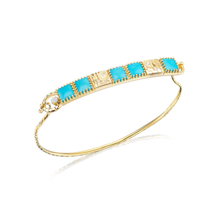 Dana Bronfman Sleeping Beauty Turquoise Gem Hook Bracelet