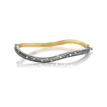 Dana Bronfman Sun and Shadow Hammered Oculus Oval Wave Bangle Bracelet