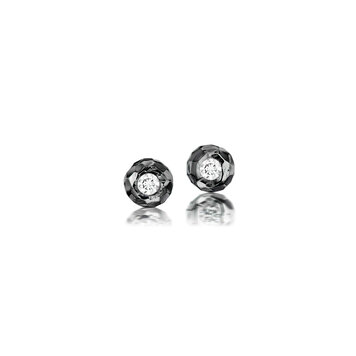 Dana Bronfman Small Diamond Hammered Black Rhodium Donut Stud Earrings