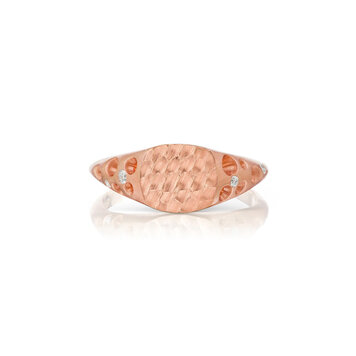 Dana Bronfman Cushion Top Oculus Signet Ring Rose Gold