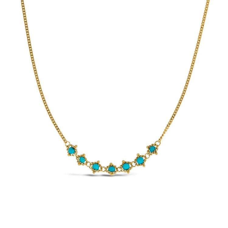 Amali Turquoise Textile Station Necklace