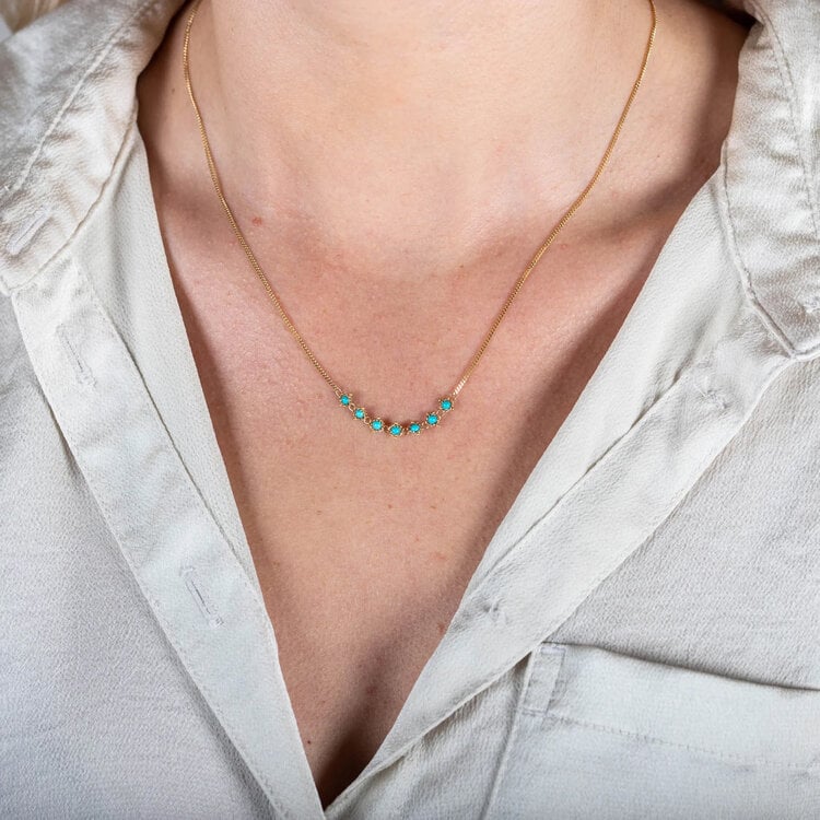 Amali Turquoise Textile Station Necklace