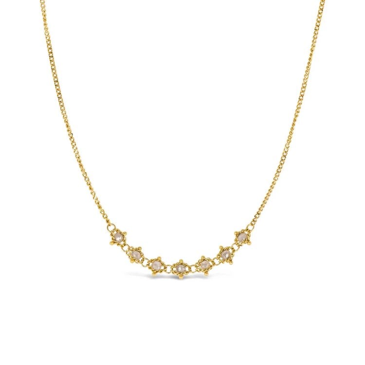 Amali Silver Diamond Textile Station Necklace