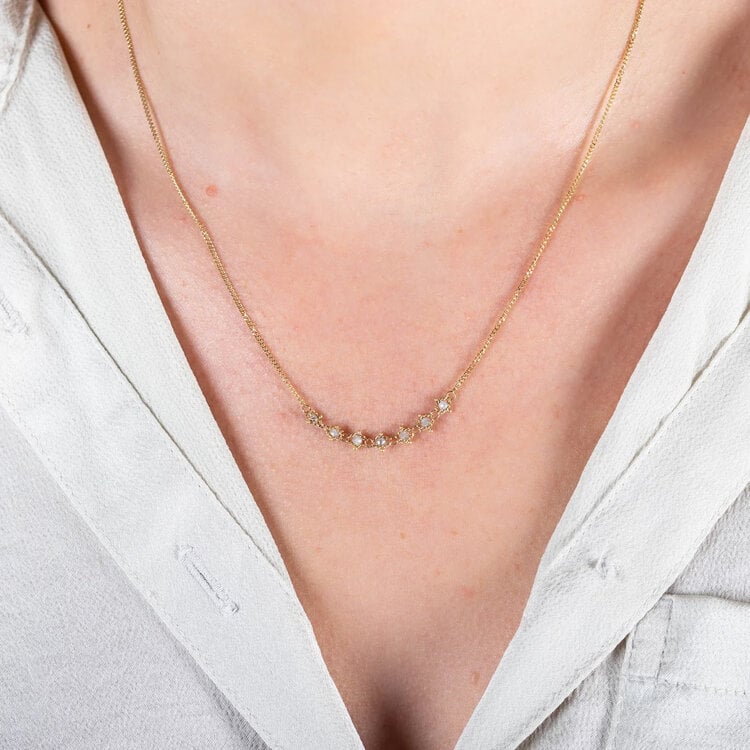 Amali Silver Diamond Textile Station Necklace