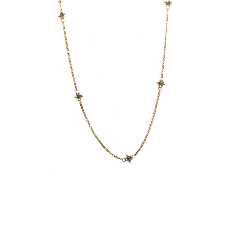 Amali Grey Diamond Textile Multi Station Necklace