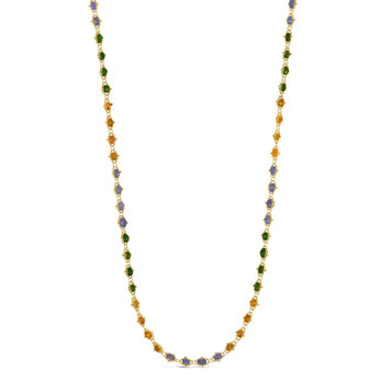 Amali Green Tourmaline, Garnet, and Tanzanite Full Textile Necklace