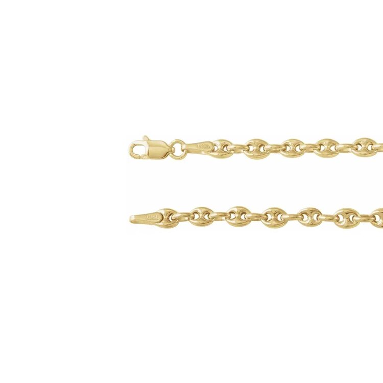 Elements by E79  Chain Necklaces Hollow Puffed Anchor Chain 14K Yellow 3.8mm 18"