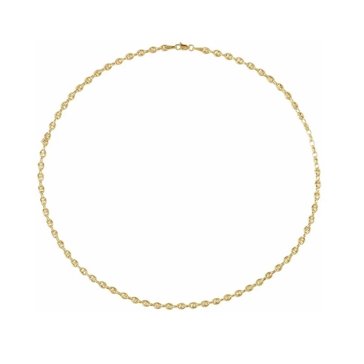 E79 Private Label-Chains Hollow Puffed Anchor Chain 14K Yellow 3.8mm 18"