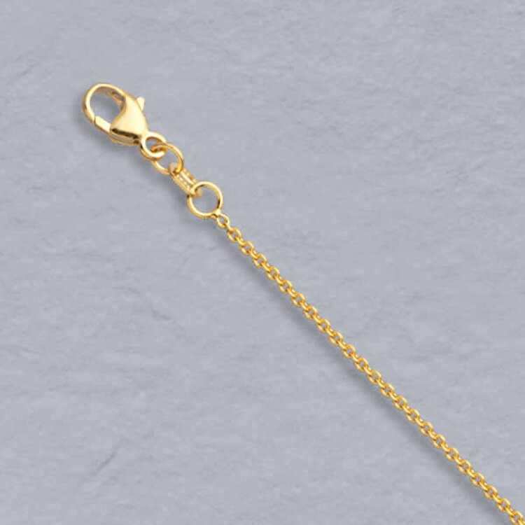 E79 Private Label-Chains Round Cable Chain 14K Natural Yellow Gold 1.3mm 18"