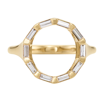 Artemer Baguette Diamond and Gold Circle Statement Ring