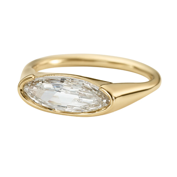 Artemer Solitaire Diamond Ring in Elongated Moval Cut