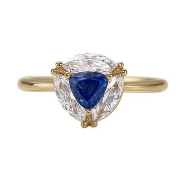 Artemer Marquise Diamond and Royal Blue Trillion Sapphire Engagement Ring