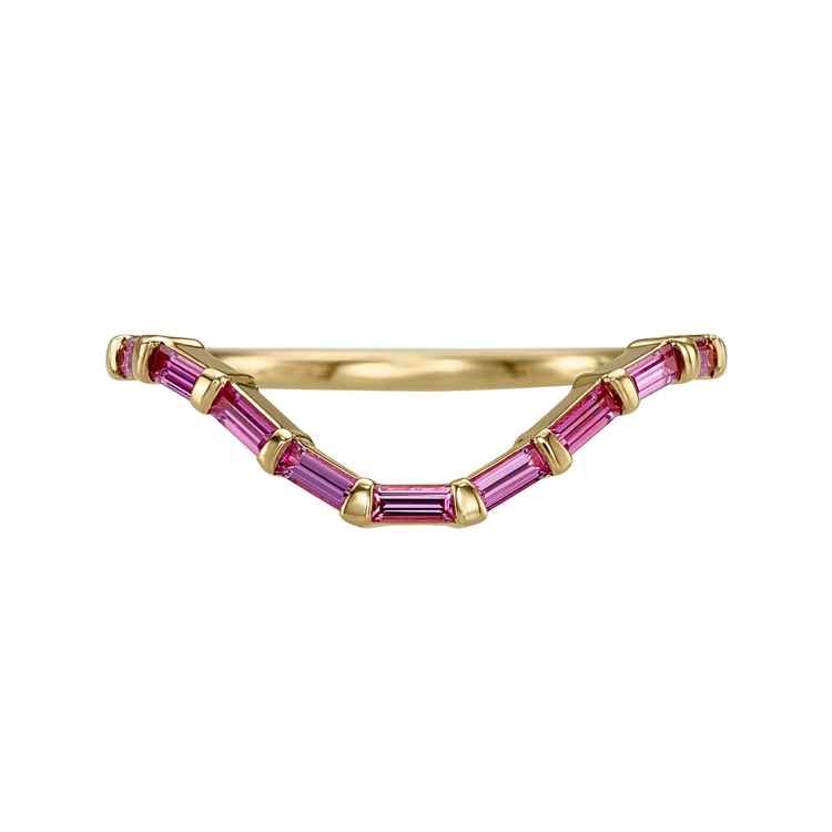 Artemer Curved Pink Baguette Sapphire Ring