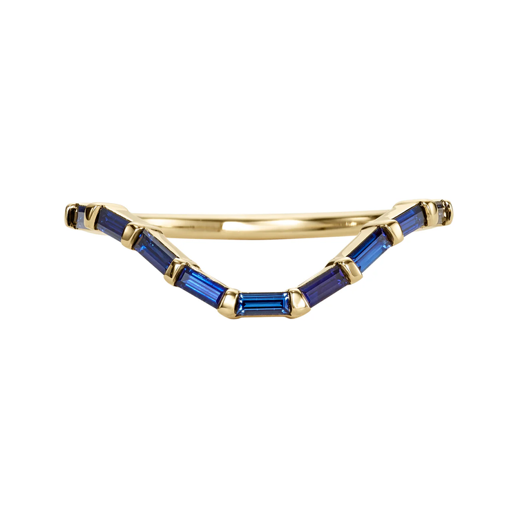 Artemer Curved Royal Blue Baguette Sapphire Ring
