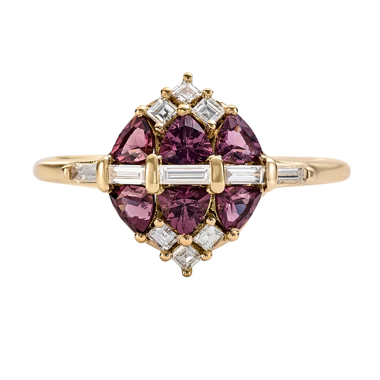 Artemer Garnet and Diamond Cluster Engagement Ring