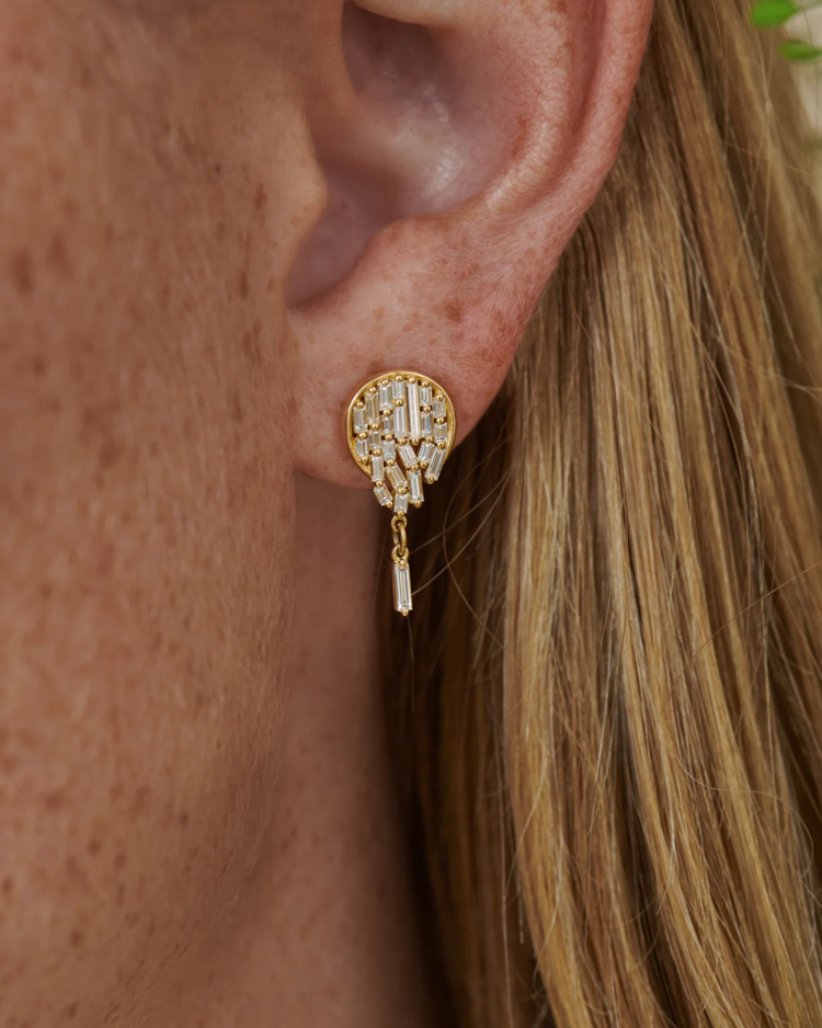 Artemer Baguette Diamond Mosaic Earrings