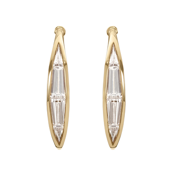 Artemer Tapered Baguette Diamond Curved Stud Earrings