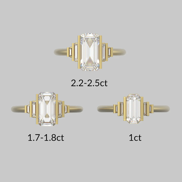 Artemer Lab Grown Geometric Emerald Cut Diamond Engagement Ring 1.7-1.8ct