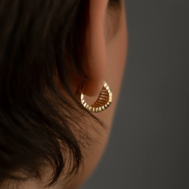 Artemer Lab Grown Baguette Diamond Stepped Hoop Earrings