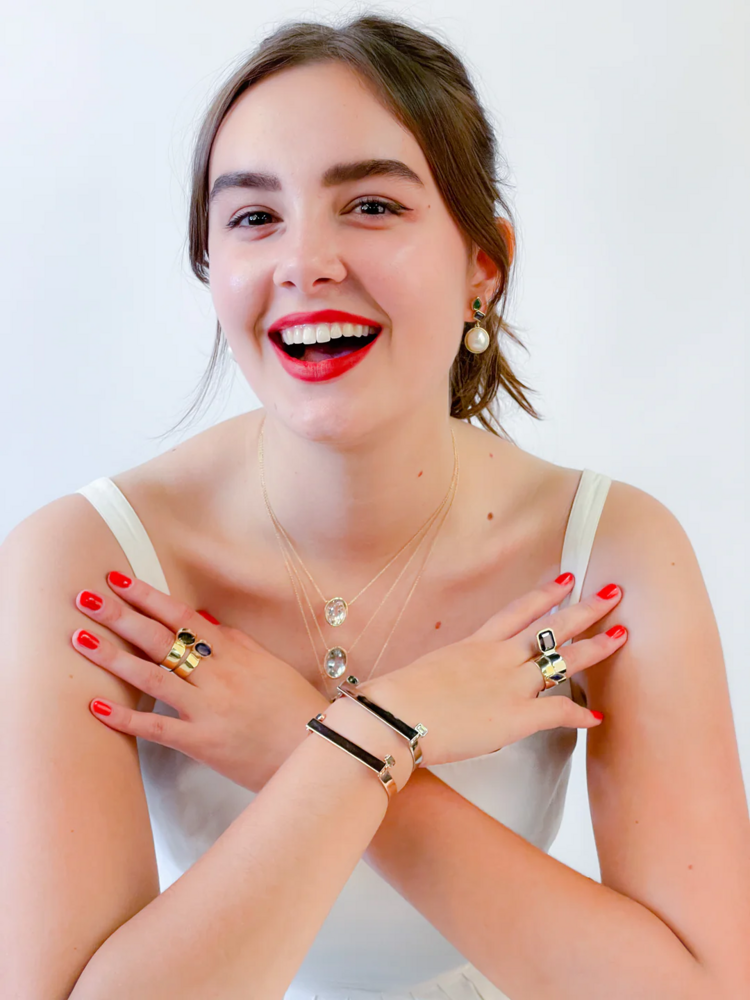 Leslie Paige Bezel Cluster Drop Earrings with Garnets and Baroque Pearls