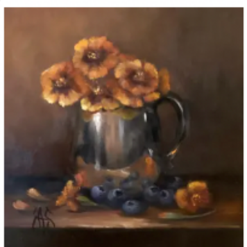 Julie Ann- Vancouver Flowrs Blueberries Still LIfe - Original OIl
