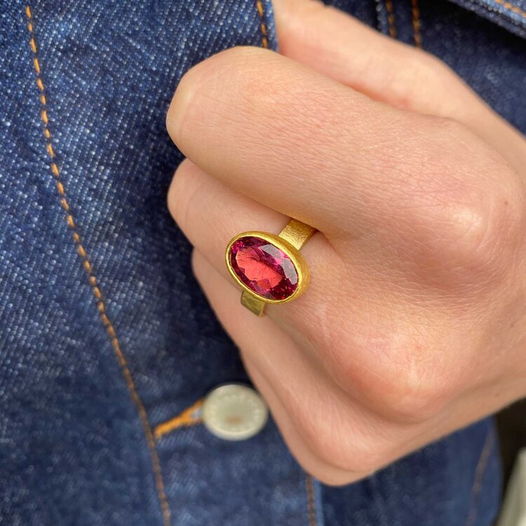 Petra Class Faceted Pink Tourmaline Ring