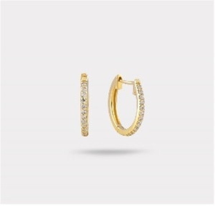 Diamond and Gold Huggie Earrings