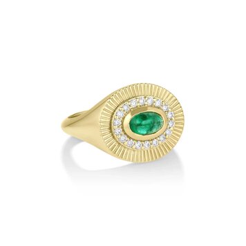 M. Spalten Oval Emerald Sunbeam Ring