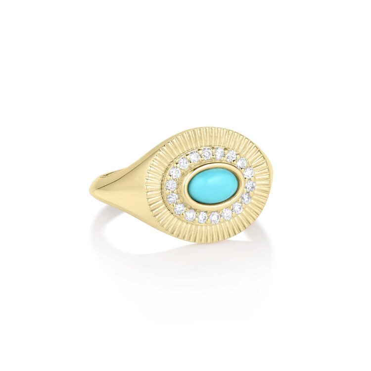 M. Spalten Oval Turquoise Sunbeam Ring