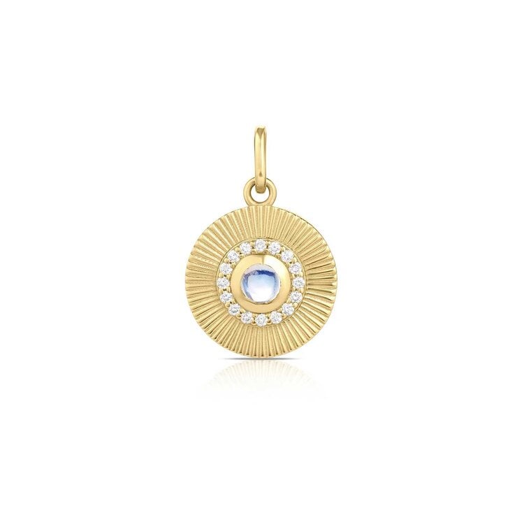 M. Spalten Moonstone and Diamond Mini Sunbeam Medallion Charm