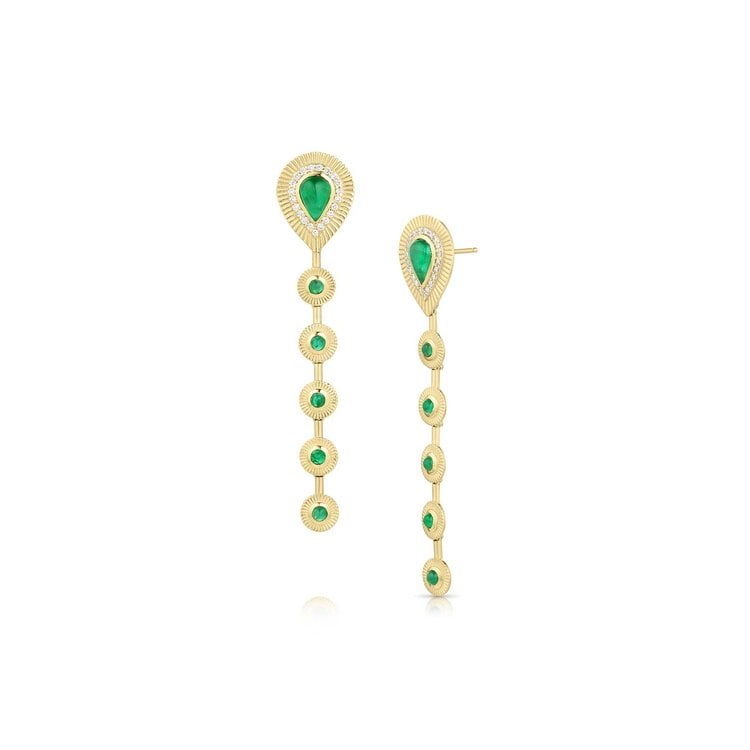 M. Spalten Emerald and Diamond Palm Earrings