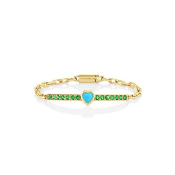 M. Spalten Tsavorite and Turquoise Heart Gem ID Bracelet