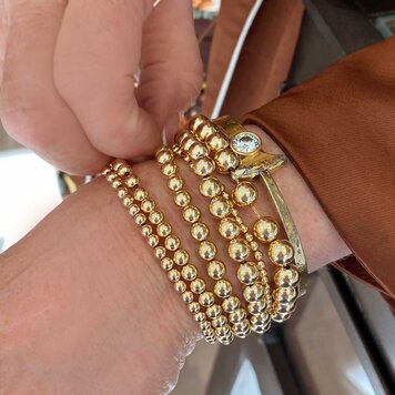 Elements by E79 Thick Wall Gold Disco Ball Bracelet - 8mm Beads