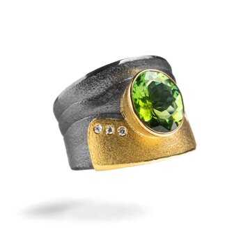 Atelier Zobel Green Tourmaline and Diamonds Ring