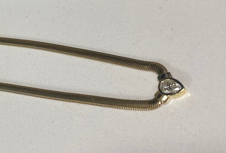 Elements by E79 Necklace Single Pear Diamond 16' Yellow Gold Chain 14K / 0.5 tcw