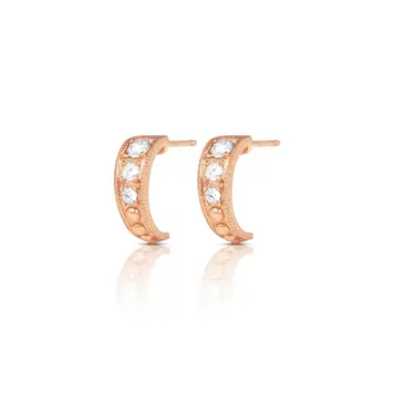 925SUNEERA Amelia Graduated Diamond Rose Gold Hoops