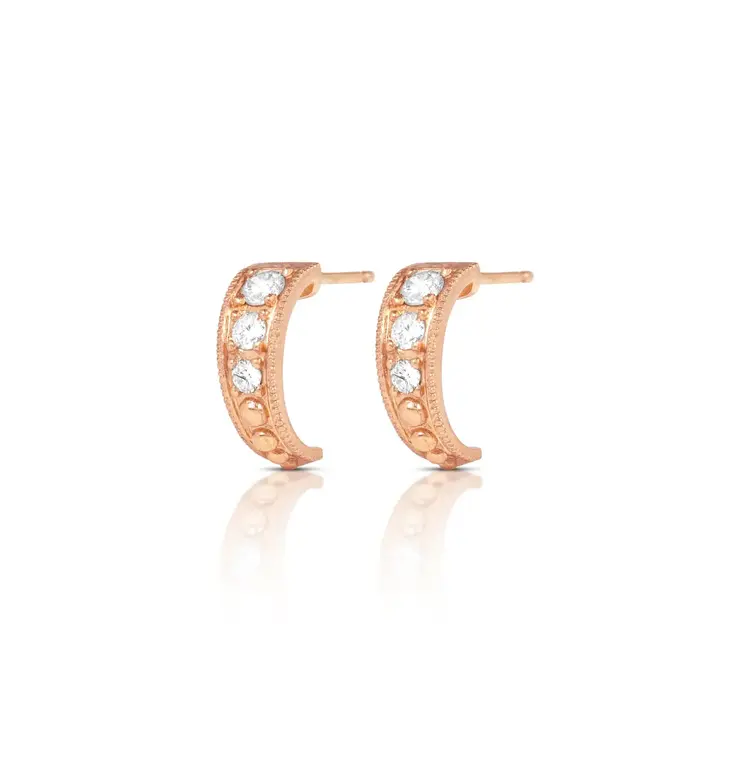 925SUNEERA Amelia Graduated Diamond Rose Gold Hoops