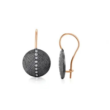 925SUNEERA Ria Earrings Black Rhodium Textured Sterling Silver with White Diamonds