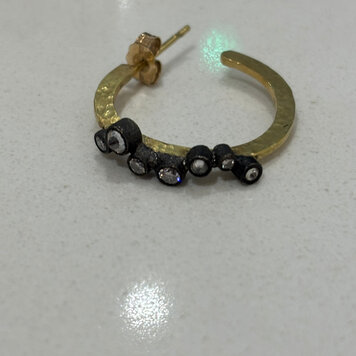 TAP 18k Yellow Gold Hoops With Set In 14k White Darken Bezels